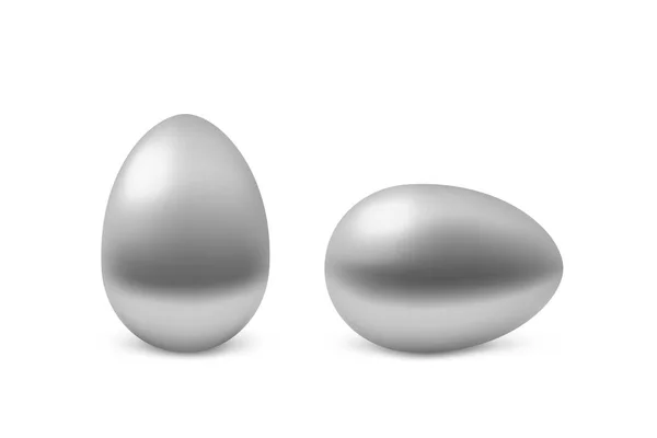 Two vector realistic silver eggs — Stock Vector
