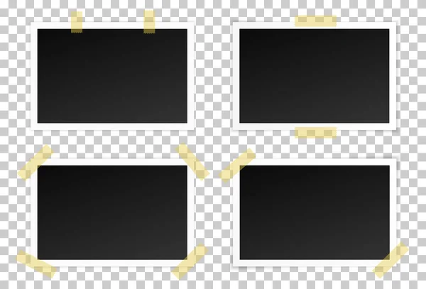 Conjunto vectorial de marcos de fotos en negro con varias sombras — Vector de stock