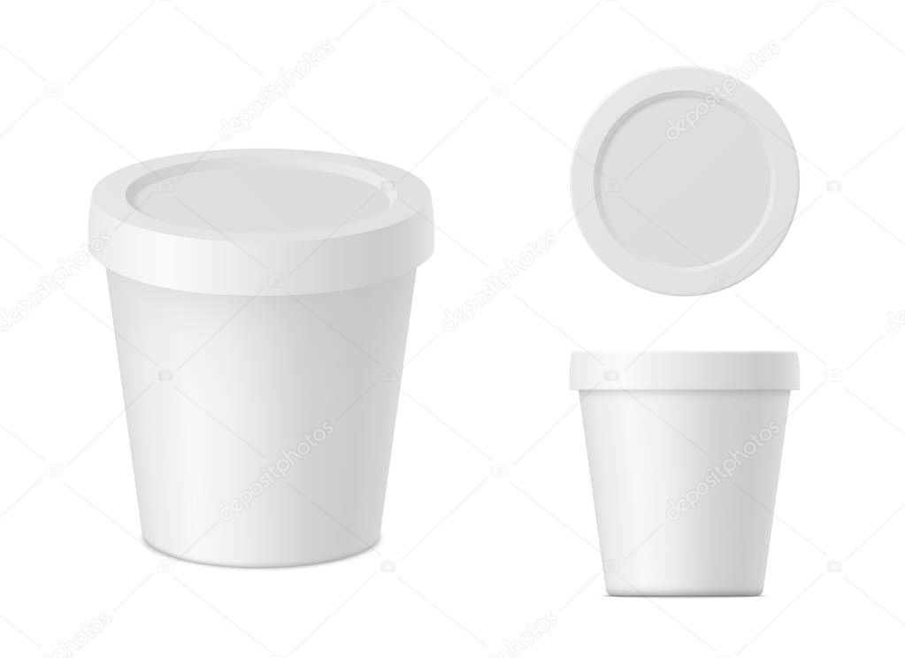 Vector realistic white cream container 