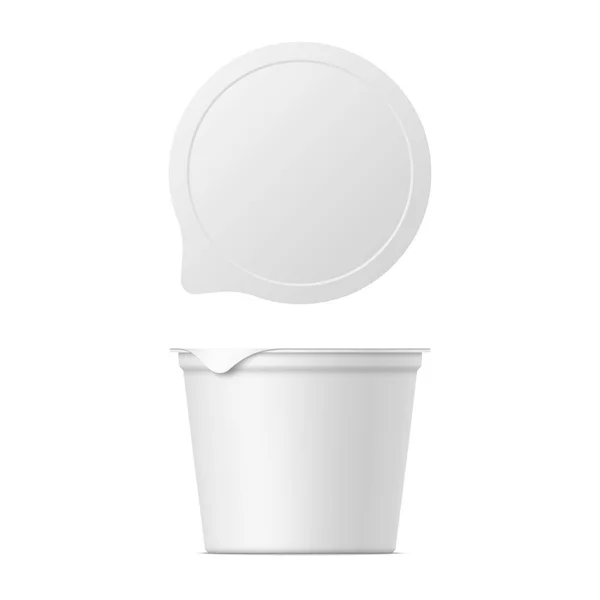 Векторна реалістична упаковка йогурту, морозива або кислого крему на білому тлі . — стоковий вектор
