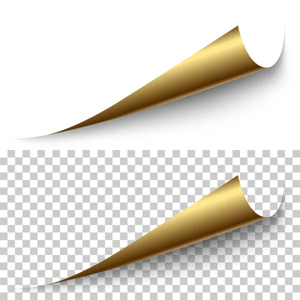 Angle en feuille d'or réaliste vectoriel avec ombre — Image vectorielle