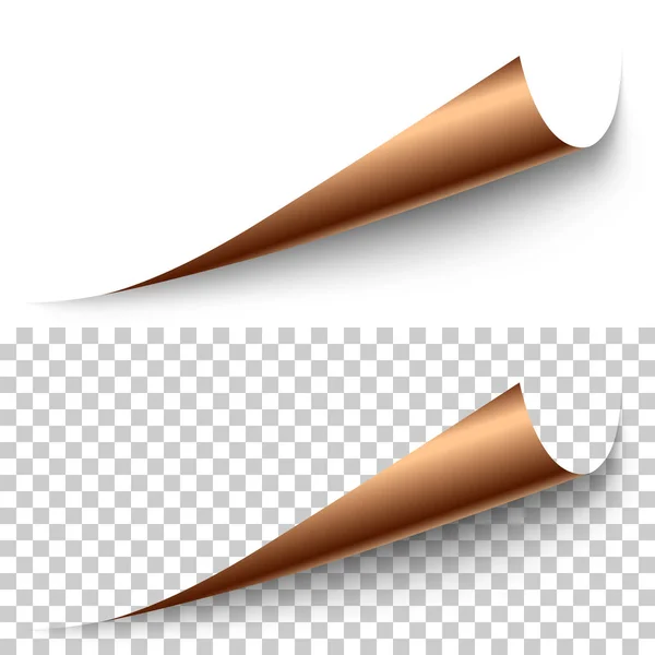 Angle en feuille de bronze réaliste vectoriel avec ombre — Image vectorielle