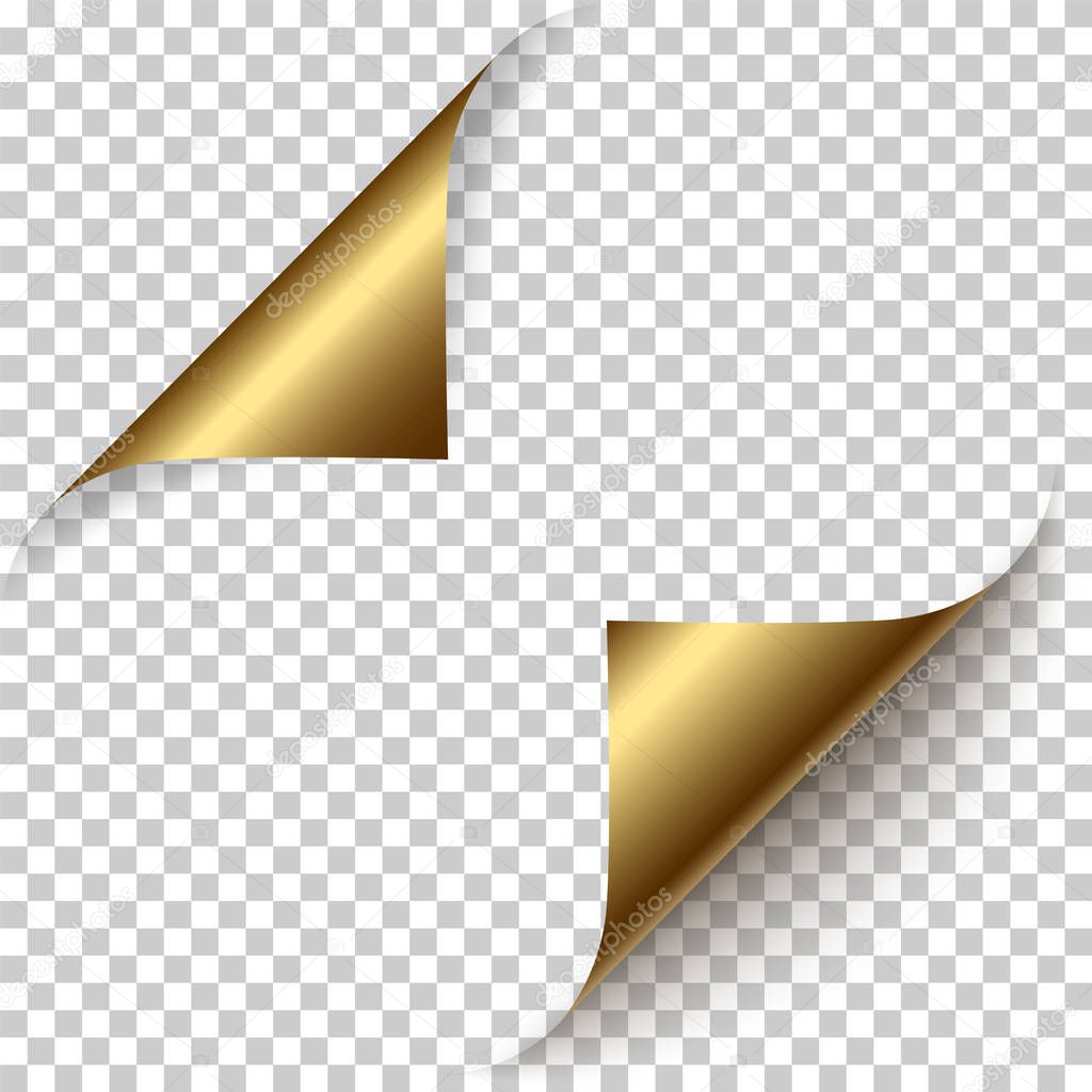 Vector realistic golden foil paper corners set