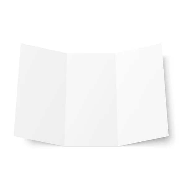 Vector em branco trifold livreto aberto sobre fundo branco —  Vetores de Stock