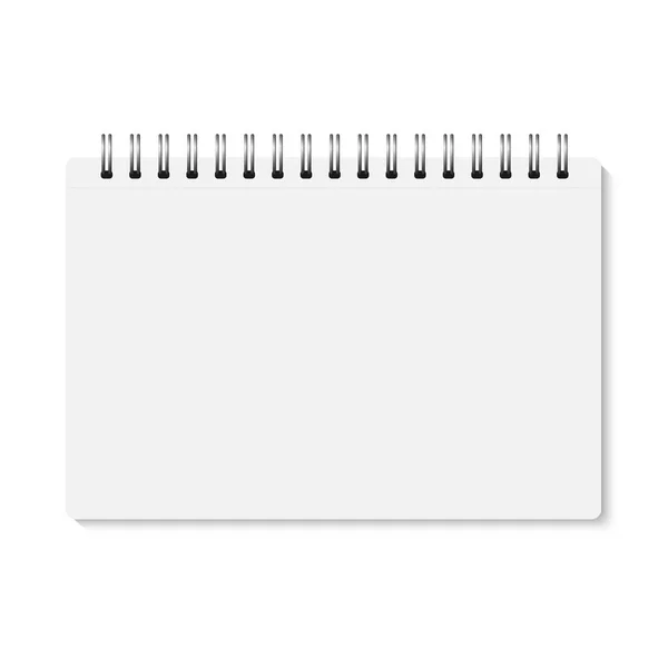 Vector witte realistische gesloten spiraal gebonden notebook. — Stockvector