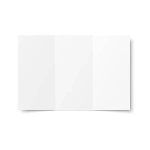 Livret Vectoriel Blanc Triple Ouvert Sur Fond Blanc Face Avant — Image vectorielle