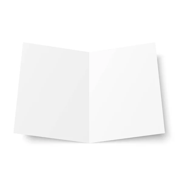 Vector Leeg Wit Dubbel Boekje Geopend Witte Achtergrond Voorzijde Twee — Stockvector