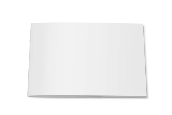 Vektör beyaz izole dergisi alay etmek yukarıya. Kapalı yatay dergi, kitapçık, broşür, beyaz arka plan üzerinde defterini veya Not defteri şablon. 3D çizim.