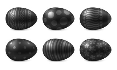 Gerçekçi mutlu Paskalya yumurtaları izole vektör kümesi.