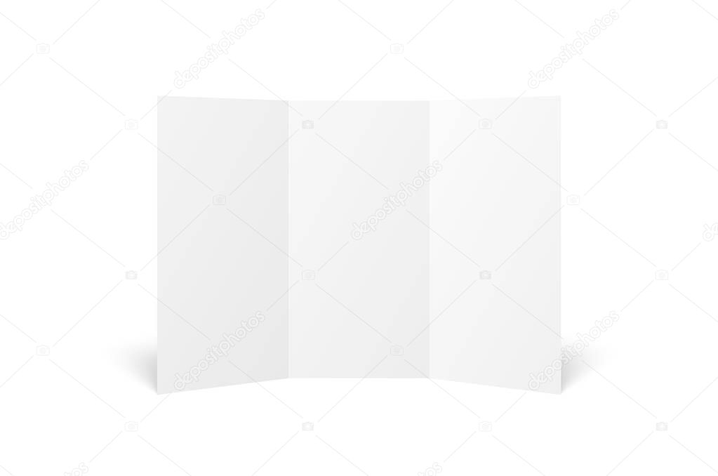 Vector blank white trifold leaflet opened