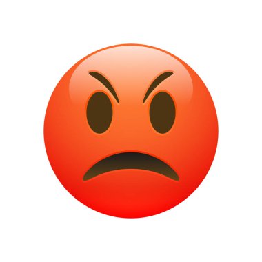 Vektör Emoji kırmızı kızgın üzgün yüz