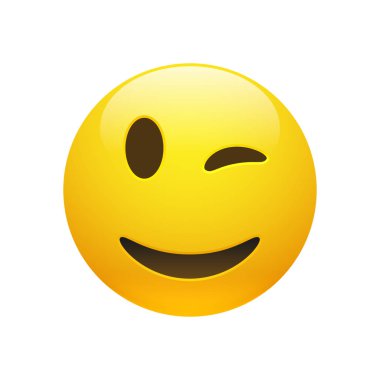 Emoji sarı gülen kırpan yüz vektör