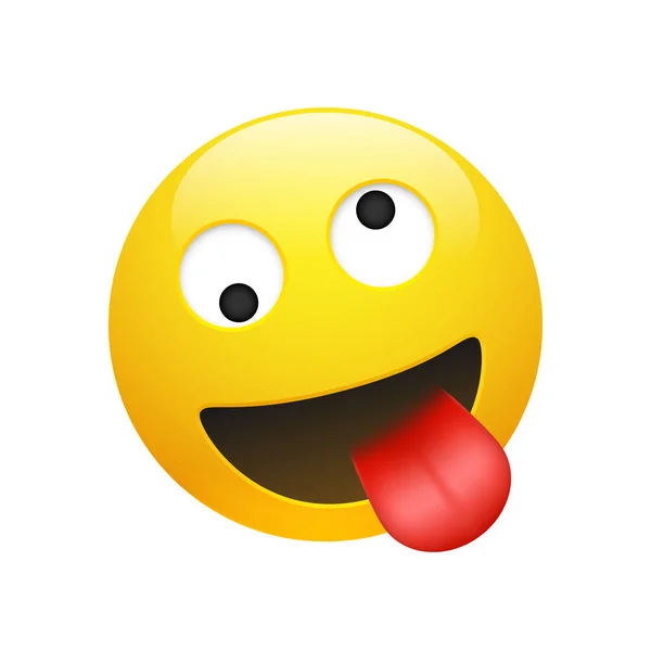 Vector Emoji amarillo sonriente cara loca — Vector de stock