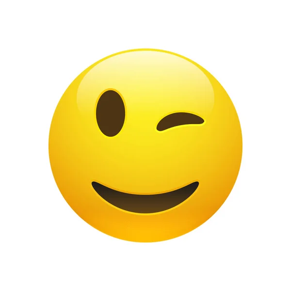 Vector Emoji amarillo sonriente guiño cara — Vector de stock