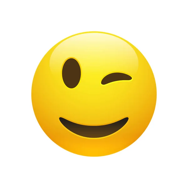 Vetor Emoji amarelo smiley piscar de olhos — Vetor de Stock