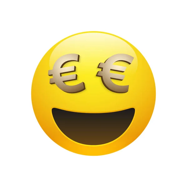 Emoticon vetorial com sinal de euro dourado — Vetor de Stock