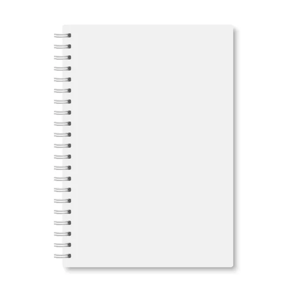 Notebook a5 realista branco fechado com sombras —  Vetores de Stock