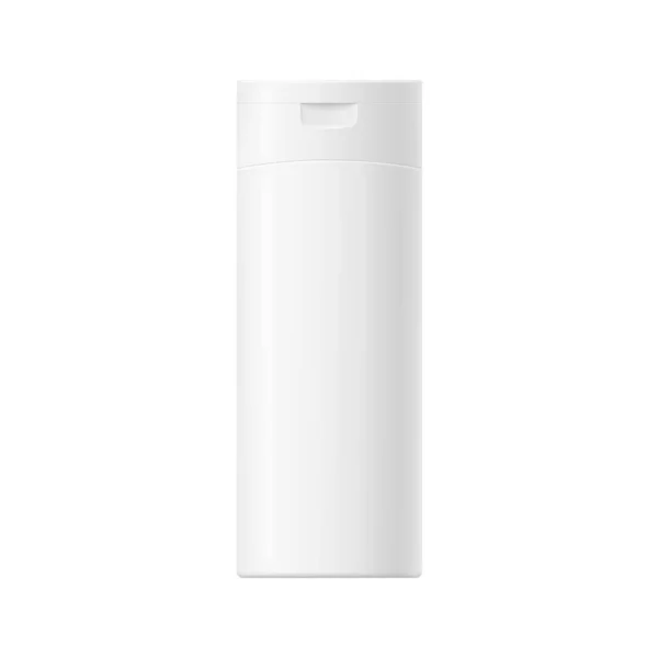 キャップ付きの白い光沢のあるプラスチックボトルのモックアップ — ストックベクタ