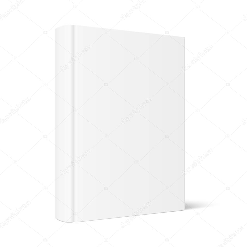 Mock up of standing book with white blank cover