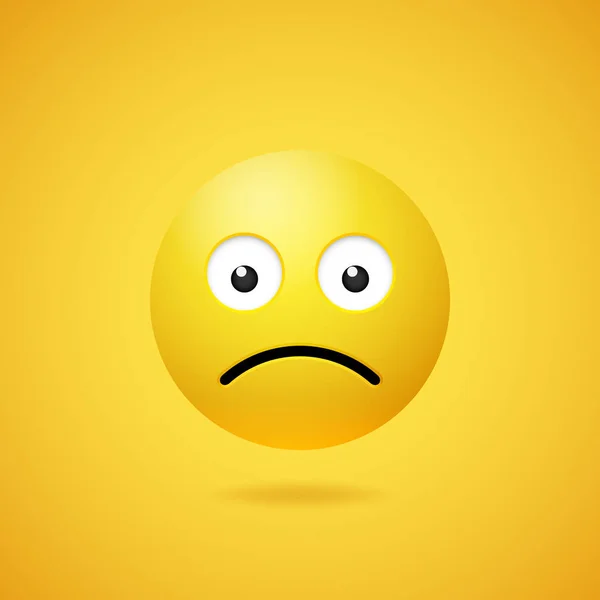 Emoticono triste infeliz con los ojos y la boca abiertos — Vector de stock