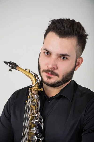 Saxophone Player Saxophonist with Sax — Stock Photo, Image