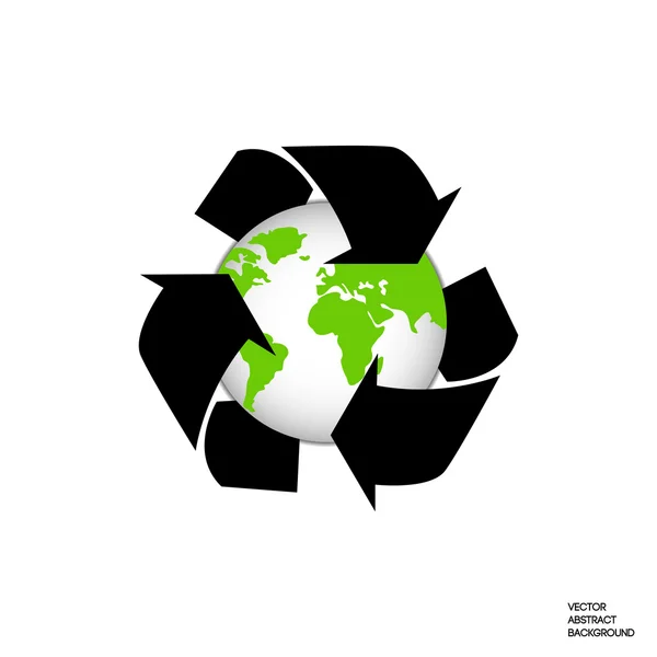 Signo de reciclaje. Planeta Tierra. Proteger la tierra . — Vector de stock