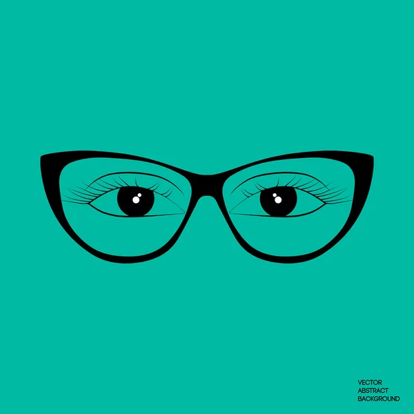 Ojos y gafas. Icono de gafas. Mirando a través de las gafas. Elegantes gafas de sol — Vector de stock