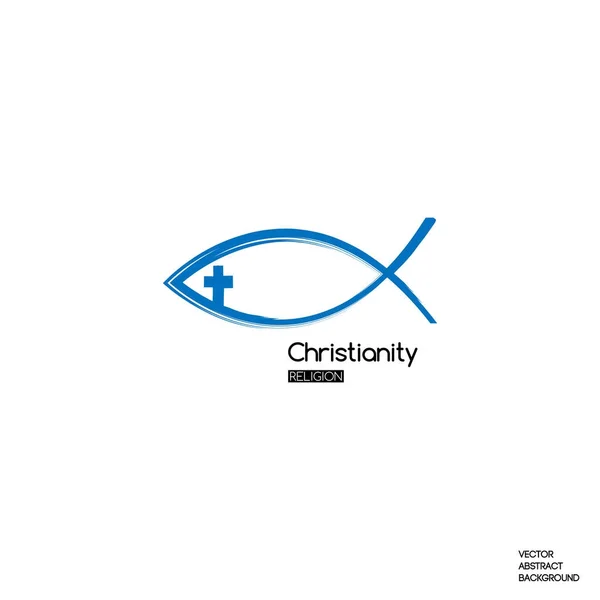 Cruz cristiana. Religión Cristiana. Símbolo cristiano. Cristianismo pescado — Vector de stock