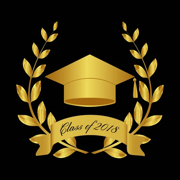 シンボルを卒業。卒業証明書。2018 のクラス — ストックベクタ