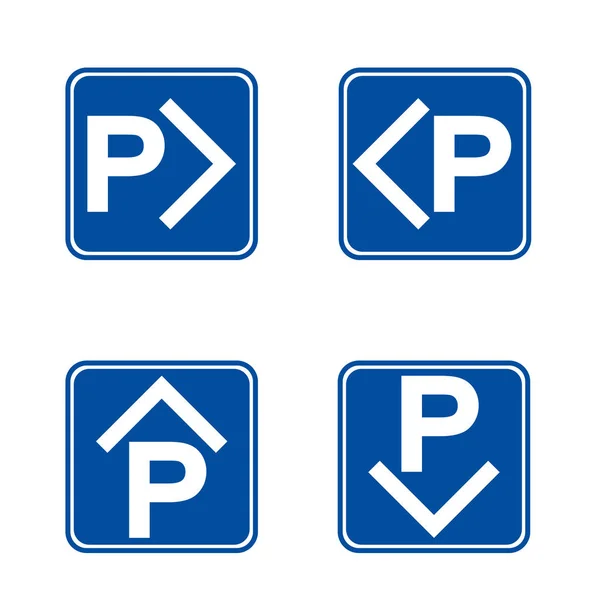 Estacionamiento. Transporte de estacionamiento. Señal de tráfico. La dirección del movimiento — Archivo Imágenes Vectoriales