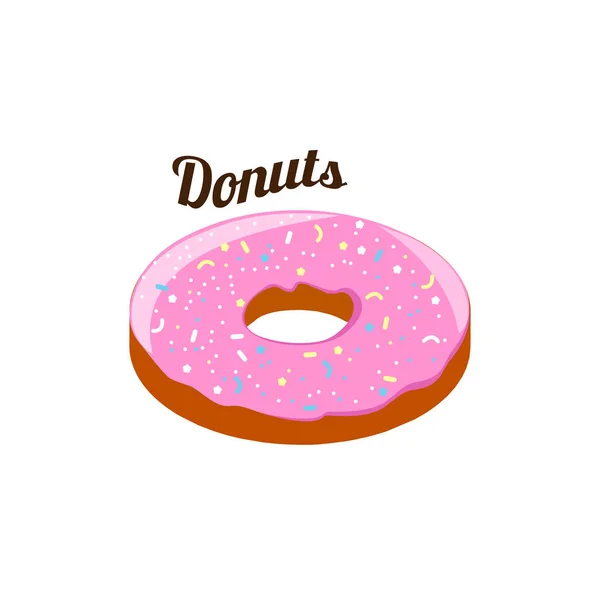 Roze donut. Donut op een witte achtergrond. — Stockvector