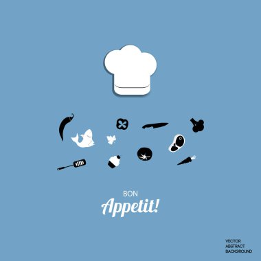 Şef simgesi. Afiyet olsun. Menü vektör