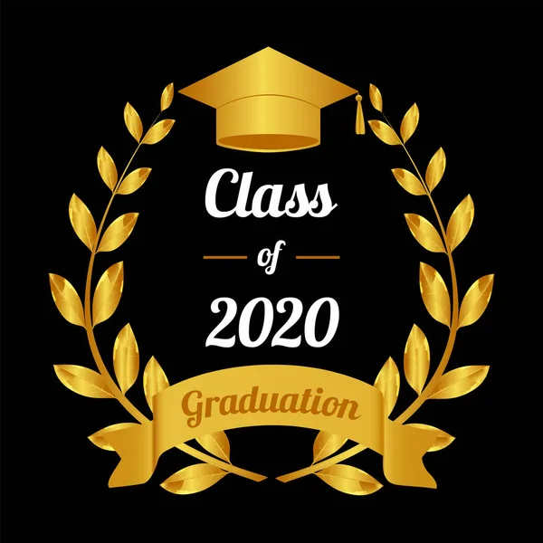 Class 2020 Graduation Certificate Template Congratulate Graduates 2020 Golden Laurel — ストックベクタ