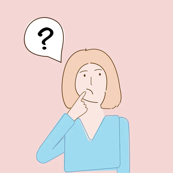 Vektör kız merak etti. Kafası karışık bir kişinin görüntüsü