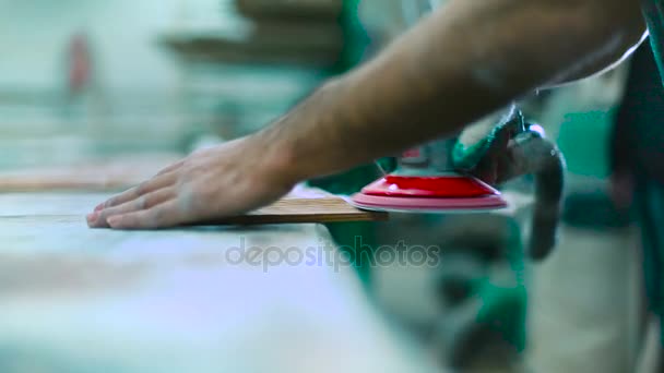 Craftsman polishing furniture — Stock Video