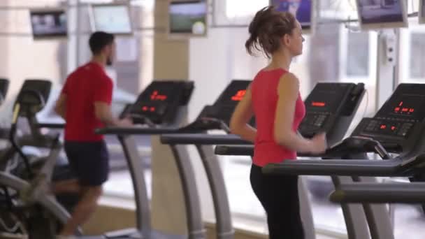 Tapis roulants dans la salle de gym moderne — Video