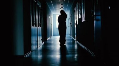 Laboratuvar binası koruyucu Tekdüzen dans kadın siluet 