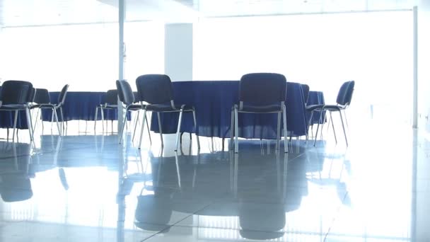 Empty Hall Black Chairs Modern Business Building — Stock Video