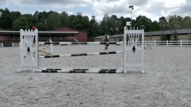 adam güzel kahverengi at binmek