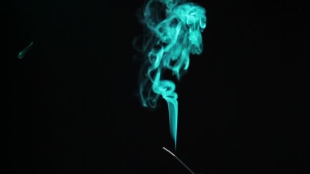 Smoke Incense Stick Meditation Black Background — Stock Video