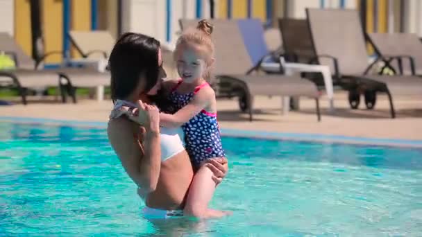 Woman with girl at summer — Stock Video