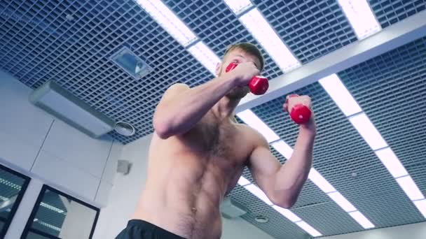 Sportig Man träning på gym — Stockvideo