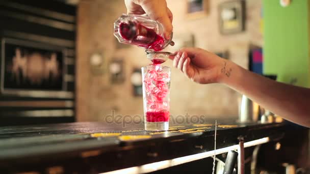 Il barista fa Cocktail — Video Stock