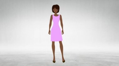 Animasyon, pembe elbiseli Afro-Amerikan kadın taşınıyor ve takım elbiseli sakallı bir adama dönüşüyor. Çift cinsiyetlilik, interseks..