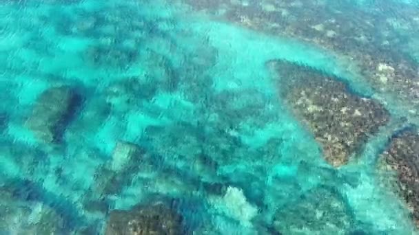 Kristal jelas gelombang pirus bergulir di atas batu di dasar laut. Pemandangan puncak perairan tenang Laut Mediterania di resor wisata Siprus pada hari musim panas yang cerah. Bawah air, pemandangan laut, alam, keindahan. — Stok Video