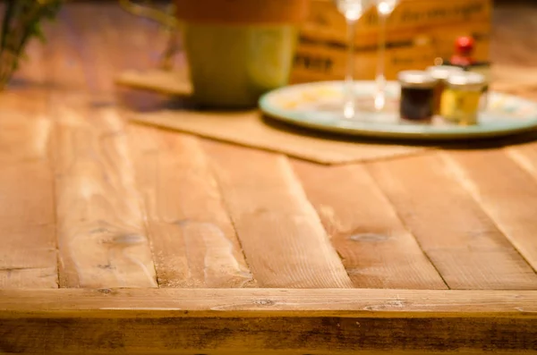 Rustic Wooden Table Top Background — Stock Photo, Image