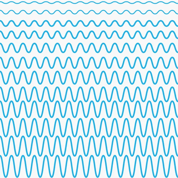 Ondas azules con diferentes amplitudes — Vector de stock