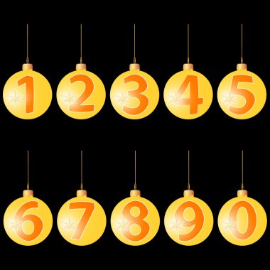 Noel topları ile sayılar yazı tipi