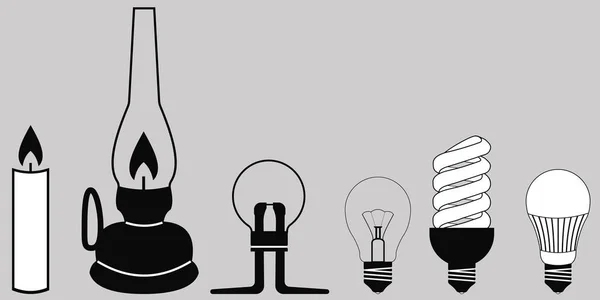 Evolution Beleuchtung Lampe — Stockvektor