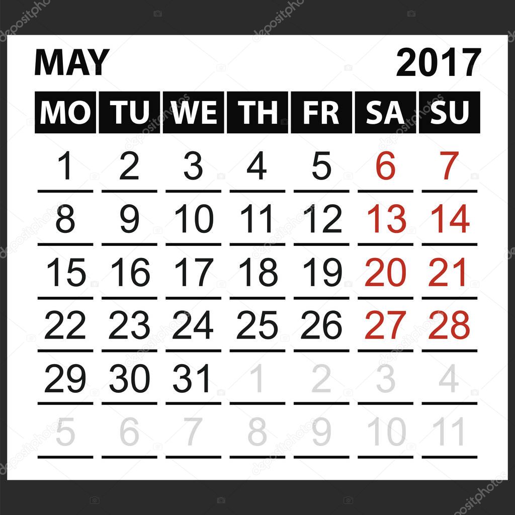 Imprime tus hojas de calendario mayo 2017 Imprime tus hojas de calendario mayo 2017